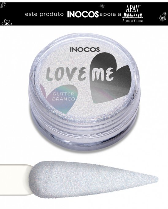 POUDRE GLITTER BRANC LOVE ME , INOCOS 3G