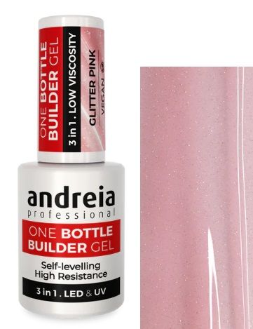 One Bottle Builder Gel 3 in 1 - Glitter Pink - Andreia